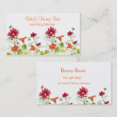 Honey Bees Nasturtium Red Painted Daisy Visitenkarte (Vorne/Hinten)