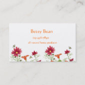 Honey Bees Nasturtium Red Painted Daisy Visitenkarte (Rückseite)