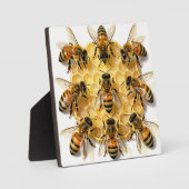 Honey Bees on Hexagonal Honeycomb Circle Fotoplatte (Vorderseite)