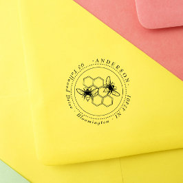 Honey Bees Vintag Elegante Runde Rücksendeadresse Gummistempel