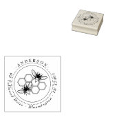 Honey Bees Vintag Elegante Runde Rücksendeadresse Gummistempel (Stempel)