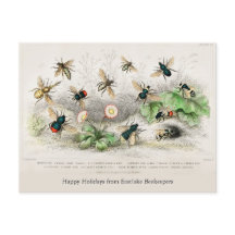 Honey Bees Vintag Holiday Postcard