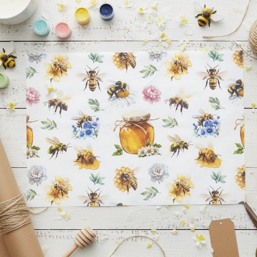 Honey Bees Watercolor Seidenpapier