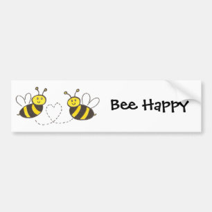 Honey Bees with Heart Bee Happy Autoaufkleber