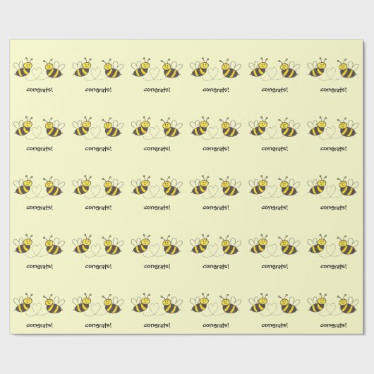 Honey Bees with Heart Glückwunschs! Geschenkpapier (Flach)