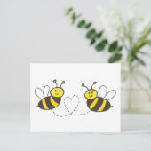 Honey Bees with Heart Postkarte (Stehend Vorderseite)