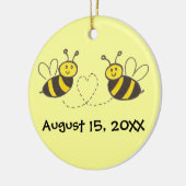 Honey Bees with Heart with Names and Date Keramikornament (Links)