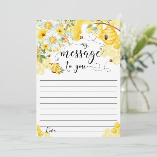 Honey Bees Yellow Floral Time Capsule Message Card Einladung (Stehend Vorderseite)