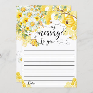 Honey Bees Yellow Floral Time Capsule Message Card Einladung