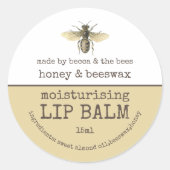Honey & Beeswax Lip Balm Labels Runder Aufkleber (Vorderseite)