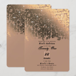 Honey Beige Champagne Golden Sparkle Party Einladung