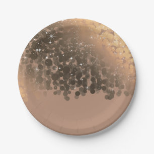 Honey Beige Champagne Golden Sparkle Party Pappteller