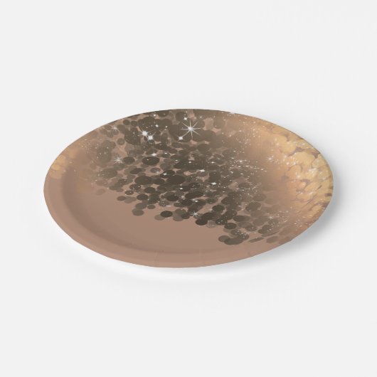 Honey Beige Champagne Golden Sparkle Party Pappteller (Schrägansicht)