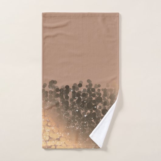 Honey Beige Champagne Golden Sparkor Lights Badhandtuch Set (Handtuch)
