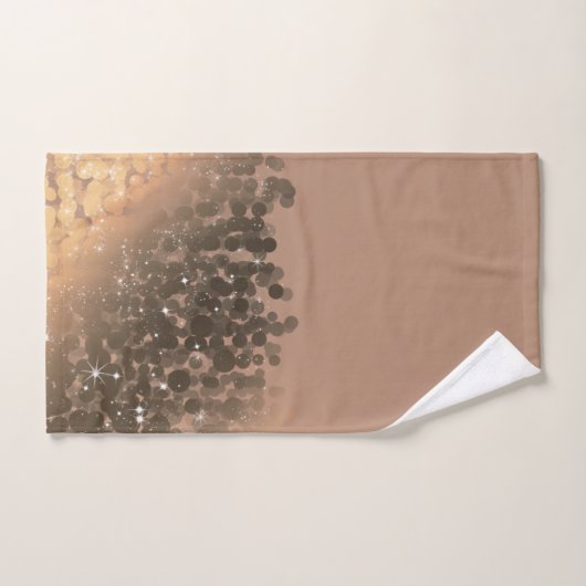 Honey Beige Champagne Golden Sparkor Lights Badhandtuch Set (Handtuch)