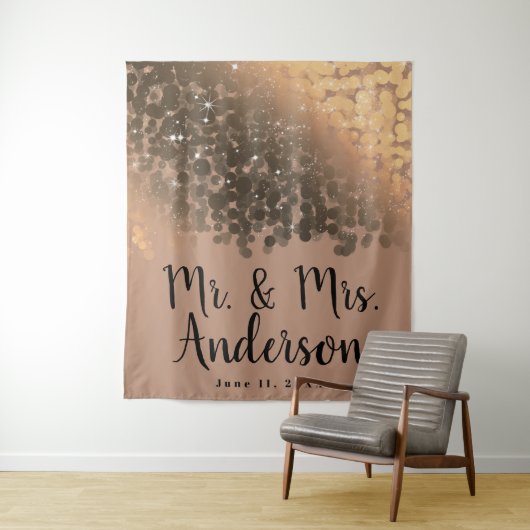 Honey Beige Champagne Golden Sparkor Lights Wandteppich (Beispiel)