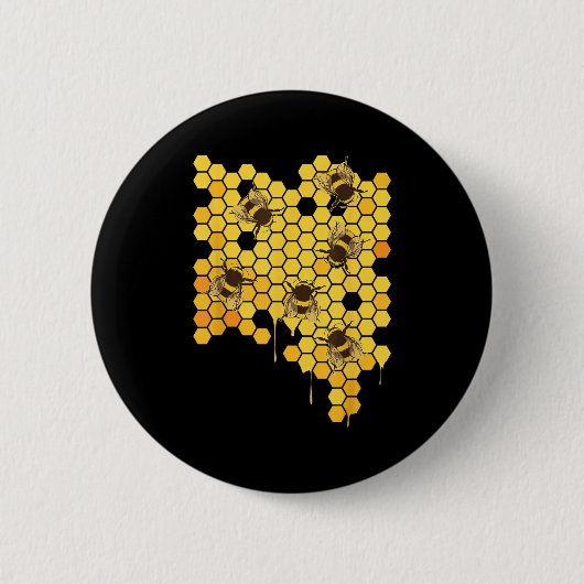 Honey Beve Hive Honeycomb Beekeeping Beekeeper Ges Button (Vorderseite)