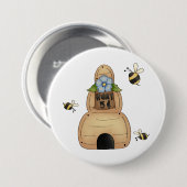 Honey Beve Hive mit Blue Blume und Bienen Button (Vorne & Hinten)