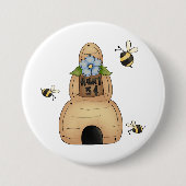 Honey Beve Hive mit Blue Blume und Bienen Button (Vorderseite)