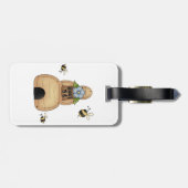 Honey Beve Hive mit Blue Blume und Bienen Gepäckanhänger (Rückseite horizontal)