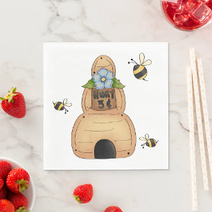 Honey Beve Hive mit Blue Blume und Bienen Serviette