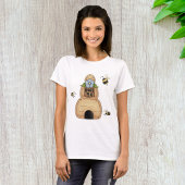 Honey Beve Hive mit Blue Blume und Bienen T-Shirt