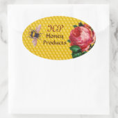 HONEY BEY AND PINK ROSE, BEEKEEPER MONOGRAM OVALER AUFKLEBER (Tasche)