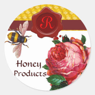 HONEY BEY AND PINK ROSE, ROT WAX SIEGEL RUNDER AUFKLEBER