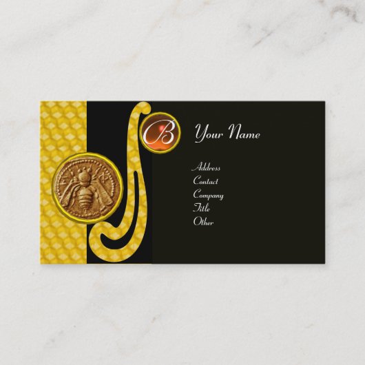 HONEY BEY ,BEEKEEPER APIARIST MONOGRAM VISITENKARTE (Vorderseite)