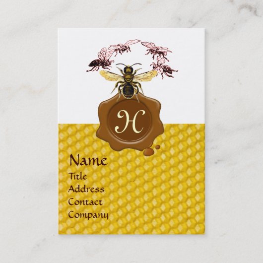 HONEY BEY ,BEEKEEPER BROWN WAX SIEGEL MONOGRAM VISITENKARTE (Vorderseite)