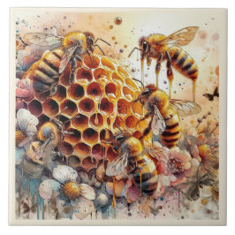 HONEY BEY BLUME auf HONEYCOMB | KERAMIK Fliese