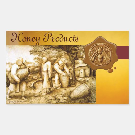 HONEY BEY, BROWN WAX SIEGEL RECHTECKIGER AUFKLEBER (Vorderseite)