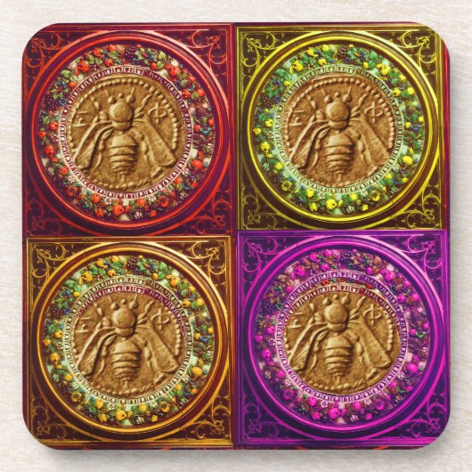 HONEY BEY / RED GREEN FLORENTINE FLORAL CROWN GETRÄNKEUNTERSETZER (Vorderseite)