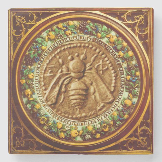 HONEY BEY / RED GREEN FLORENTINE FLORAL CROWN STEINUNTERSETZER (Vorderseite)