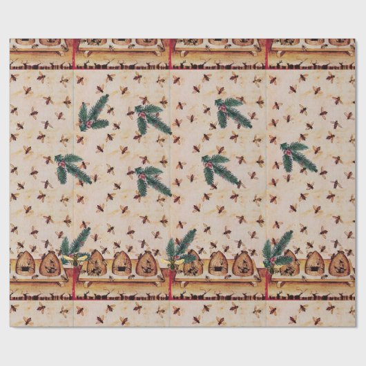 HONEY BEY with PINE CONES BEEKEEPER LIEFERANTEN Geschenkpapier (Flach)