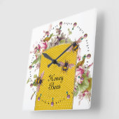 HONEY BIE AND PINK CYCLAMENS, BEEKEEPER QUADRATISCHE WANDUHR (Winkel)