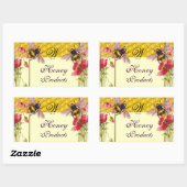 HONEY BIES AND RED POPPIES BEEKEEPER MONOGRAM RECHTECKIGER AUFKLEBER (Blatt)