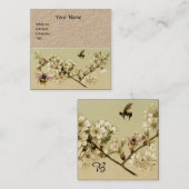 HONEY BIES AND WILD ROSE MONOGRAM Kraft Paper Quadratische Visitenkarte (Vorne/Hinten)