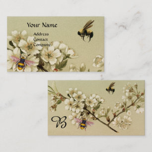 HONEY BIES AND WILD ROSE MONOGRAM Pearl Visitenkarte
