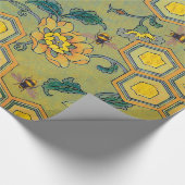 HONEY BIES, BEENEN, FRÜHSTÜCKSBLUMEN, Gelb grün Geschenkpapier (Ecke)