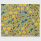 HONEY BIES, BEENEN, FRÜHSTÜCKSBLUMEN, Gelb grün Geschenkpapier (Flach)