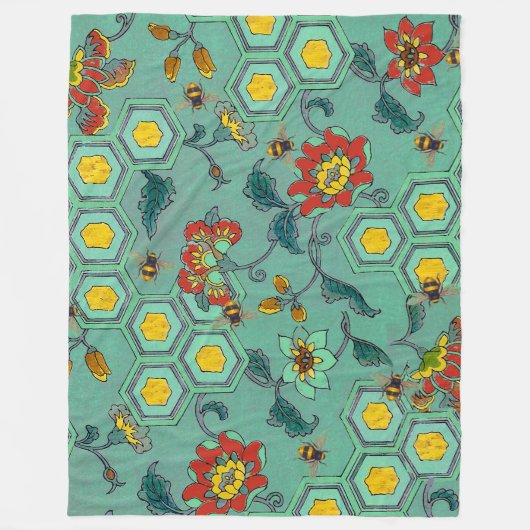 HONEY BIES, BEENEN, FRÜHSTÜCKSBLUMEN, GESCHWINDIGK FLEECEDECKE (Vorderseite)