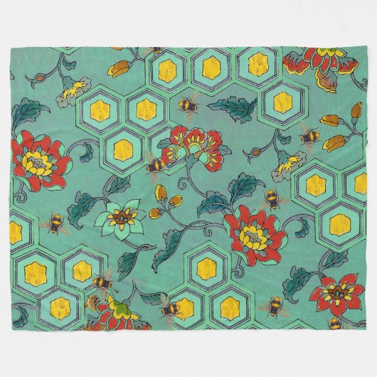 HONEY BIES, BEENEN, FRÜHSTÜCKSBLUMEN, GESCHWINDIGK FLEECEDECKE (Vorderseite (Horizontal))