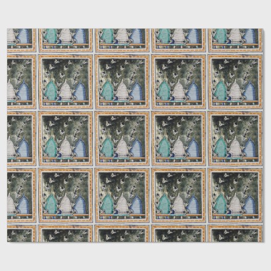 HONEY BIES, BIENEN, MEDIEVAL BEEKEEPER GESCHENKPAPIER (Flach)