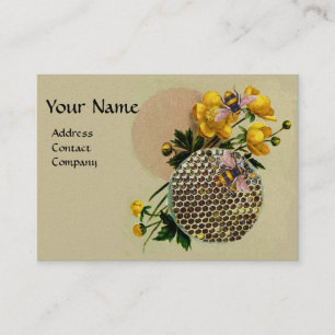 HONEY BIES, HONEYCOMB UND BUTTERCUPS MONOGRAMM Pea Visitenkarte