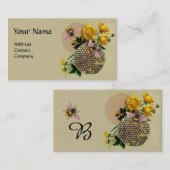 HONEY BIES, HONEYCOMB UND BUTTERCUPS MONOGRAMM Pea Visitenkarte (Vorne/Hinten)