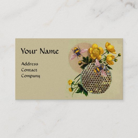 HONEY BIES, HONEYCOMB UND BUTTERCUPS MONOGRAMM Pea Visitenkarte (Vorderseite)