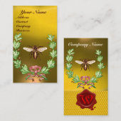 HONEY BIEY BEEKEEPING WREATH RED WAX SIEGEL MONOGR VISITENKARTE (Vorne/Hinten)