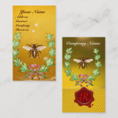 HONEY BIEY BEEKEEPING WREATH RED WAX SIEGEL MONOGR VISITENKARTE (Vorne/Hinten)