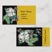 HONEY BIS, BUTTERFLY UND WHITE ROSE MONOGRAM VISITENKARTE (Vorne/Hinten)
